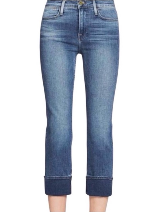 Frame Denim Denim - Frame Denim Women's Straight Leg Cropped Blue Jeans